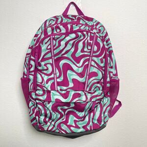 Lands’ End Backpack Pink Mint Swirl Pattern School Book Bag Adjustable Straps